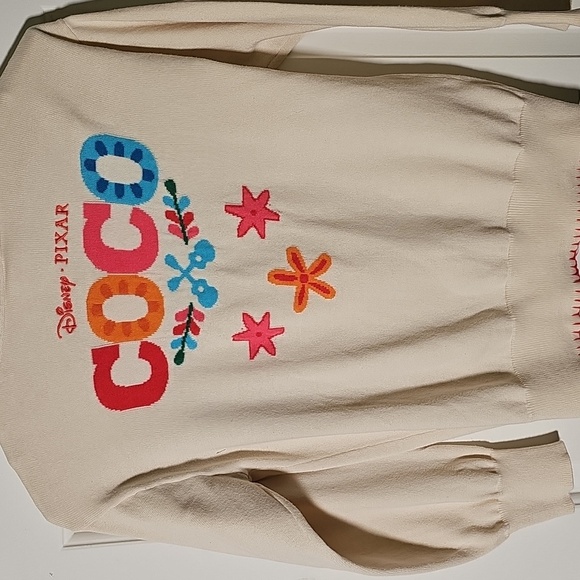 Disney Pixar Coco Cream‎ Cardigan with Skull Star Embroidery Girl Sweater 11/12 - Picture 7 of 8